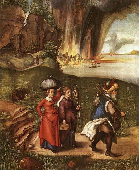 Albrecht Durer Lot Fleeing with his Daughters from Sodom oil painting image